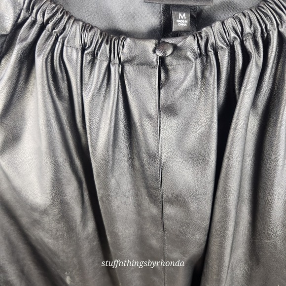 NWT Who What Wear‎ Black Vegan Faux Leather Puff Sleeve Mini Shift Womens Size M - Picture 3 of 13